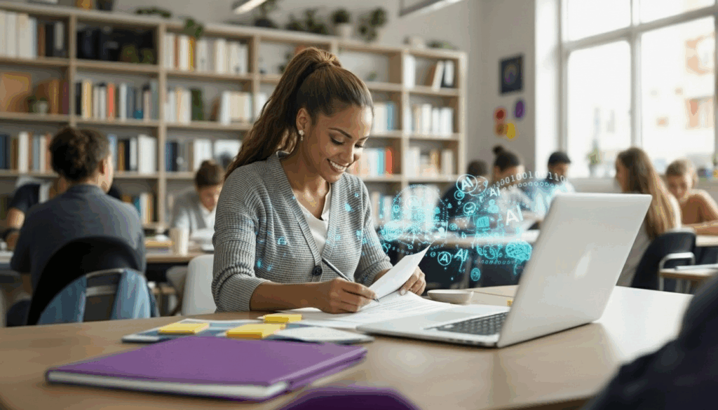 Student learning on a laptop in the library